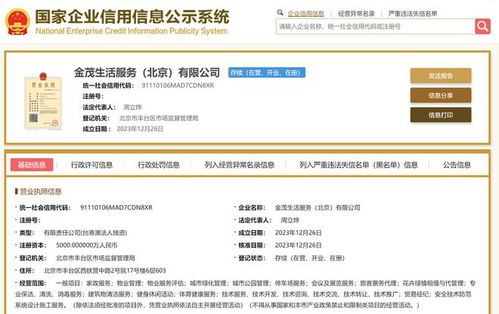 金茂服務在北京設立新子公司，布局互聯網域名注冊服務